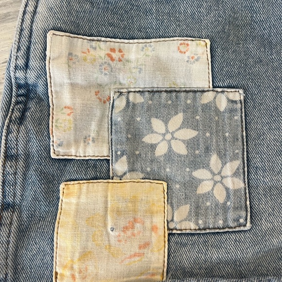 Wrangler Blue Jean Shorts with Distressed Patchwork - Picture 3 of 8